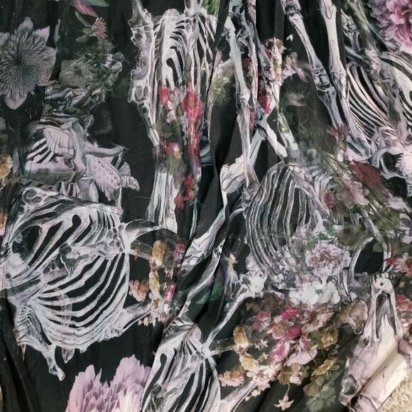 All Saints Retro Cavalry Harness Skeleton Floral Black Silk Maxi Dress Sz 10 - Picture 3 of 9